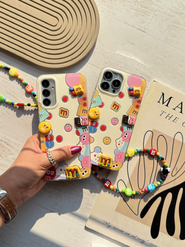 قاب M&M آیفون با آویز ست