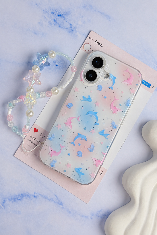 قاب Pastel Star Dolphin با آویز کد C2251